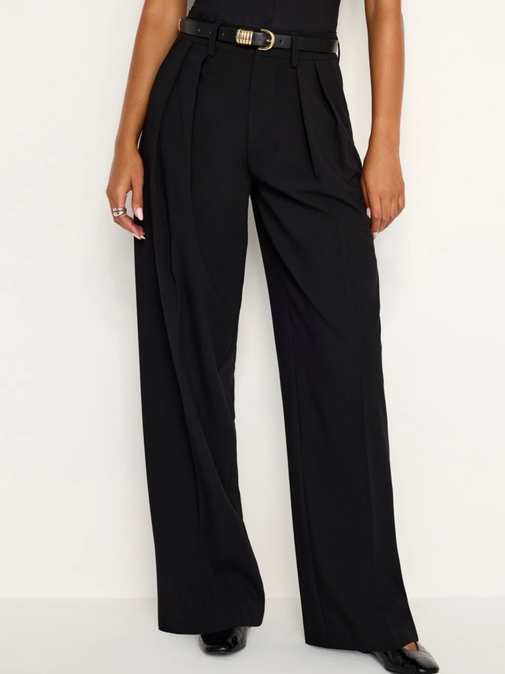 GOOD AMERICAN Good ‘90s Suited Pleated Wide Leg Pants